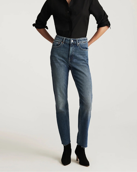 390125 Mavi jean droit bleu délavé NEW YORK