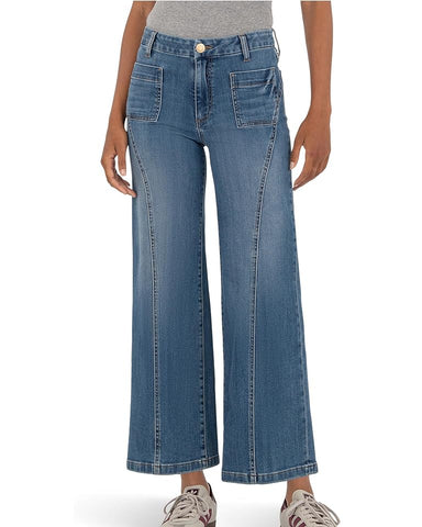 368225 KUT Jean Charlotte taille haute jambe large bleu