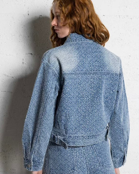 373416 Veste jean cristaux Daryl