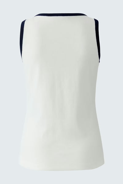 382616 Oui camisole blanche à bordure marine