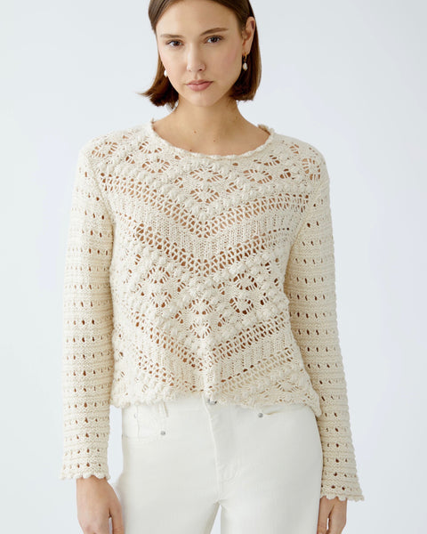 273815 Oui chandail crochet crème Gardenia