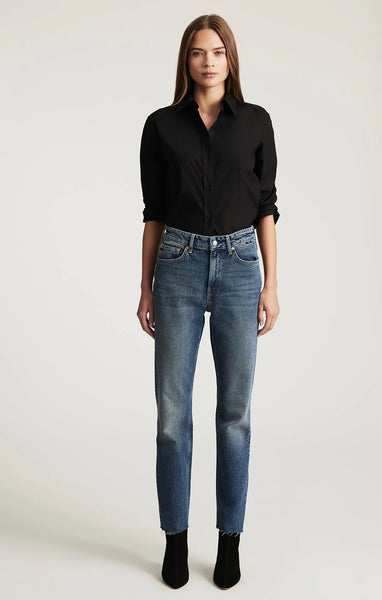 390125 Mavi jean droit bleu délavé NEW YORK