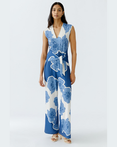 326715 OUI jumpsuit imprimé fleurs bleues