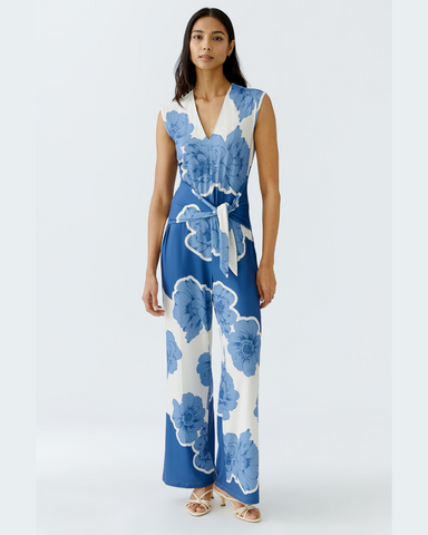 326715 OUI jumpsuit imprimé fleurs bleues