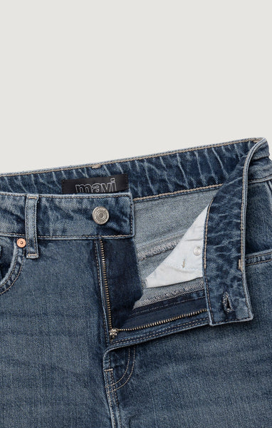 390125 Mavi jean droit bleu délavé NEW YORK