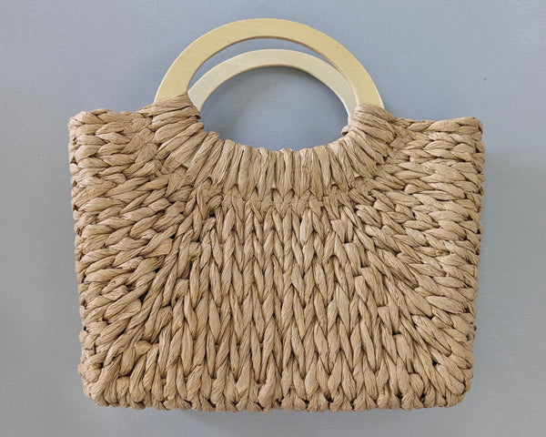 326815 L'ACTUEL sac en osier carré ganse ronde en bois