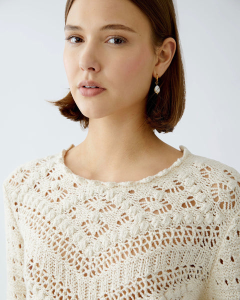 273815 Oui chandail crochet crème Gardenia