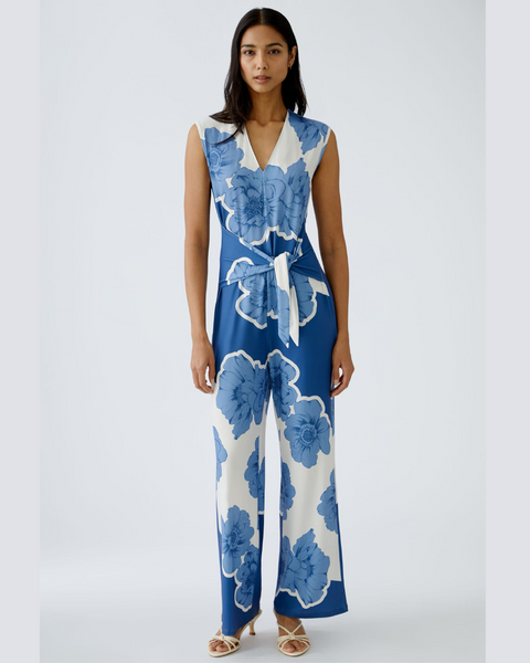 326715 OUI jumpsuit imprimé fleurs bleues