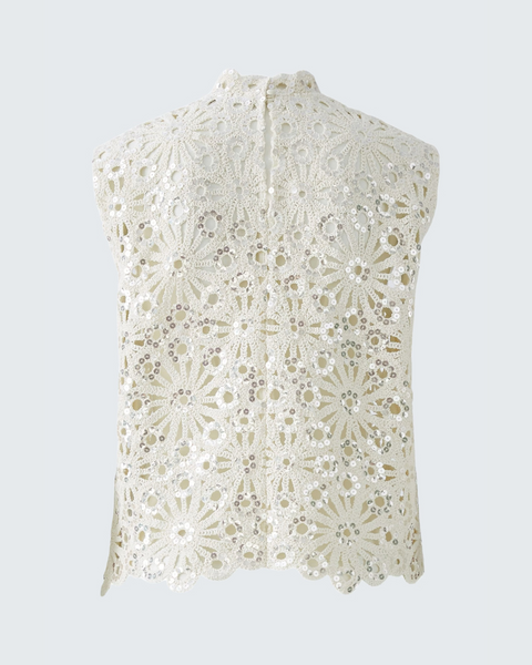 326415 OUI top broderie ajourée avec paillettes