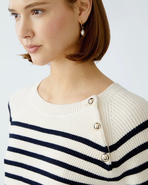 274015 Oui chandail crème et rayé marine