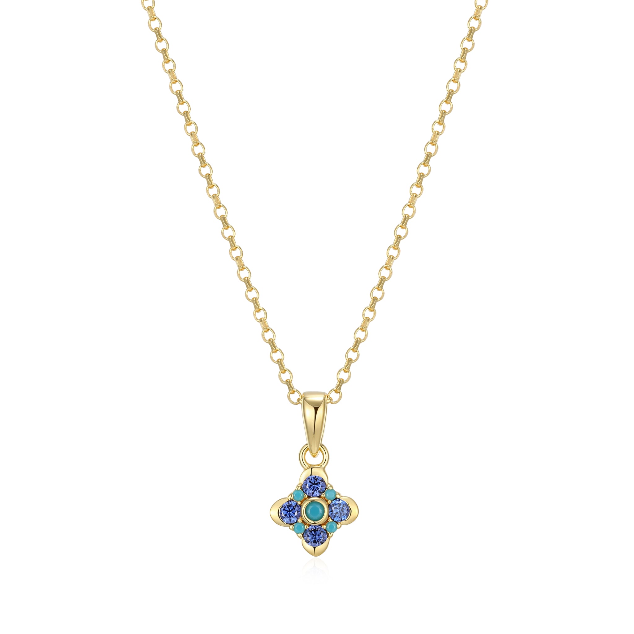 287515 Reign chaîne or avec pendentif zircon bleu