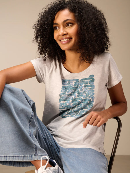 374616 T-shirt gris imprimé coton bio