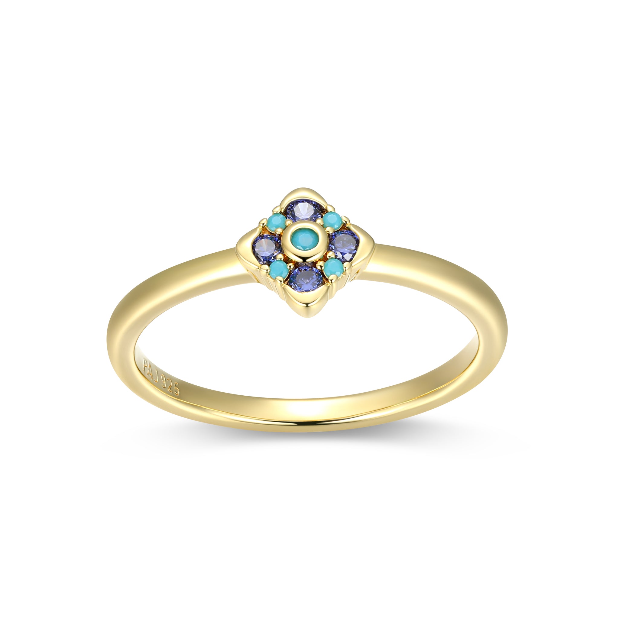 287715 Reign bague or avec zircon bleu