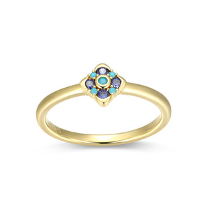 287715 Reign bague or avec zircon bleu