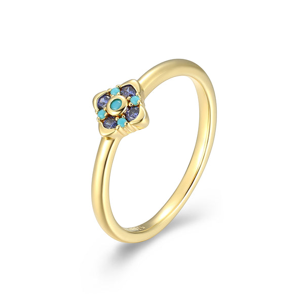 287715 Reign bague or avec zircon bleu