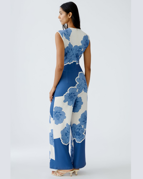 326715 OUI jumpsuit imprimé fleurs bleues
