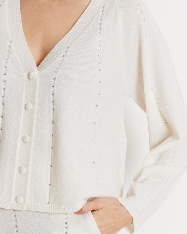 256824 Notshy cardigan ivoire avec cristaux