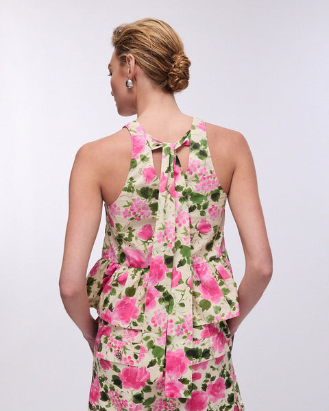 376616 Liu Jo top peplum imprimé de roses