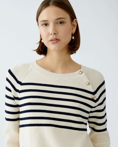 274015 Oui chandail crème et rayé marine