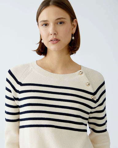 274015 Oui chandail crème et rayé marine