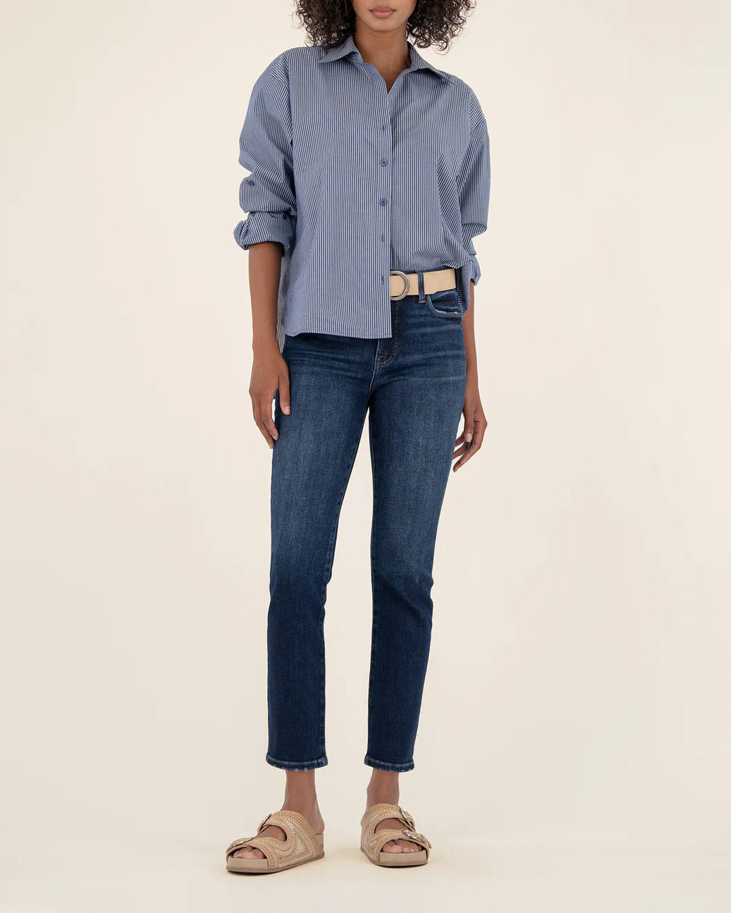 392225 KUT Jeans REESE cheville jambe droite bleu foncé