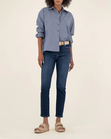 392225 KUT Jeans REESE cheville jambe droite bleu foncé