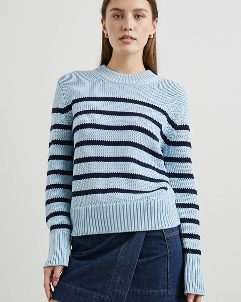 Tricot Rails rayé bleu marin bleu ciel