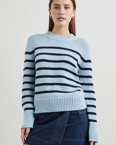 Tricot Rails rayé bleu marin bleu ciel