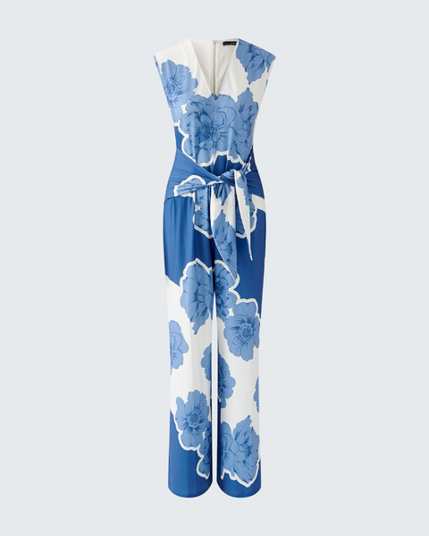 326715 OUI jumpsuit imprimé fleurs bleues