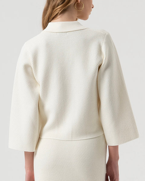 367425 Fracomina cardigan crème col polo