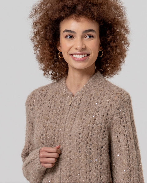 435126 SURKANA Veste ajourée beige