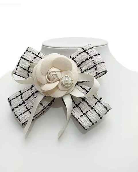 341216 L'Actuel boucle tweed et fleur (pince et broche)