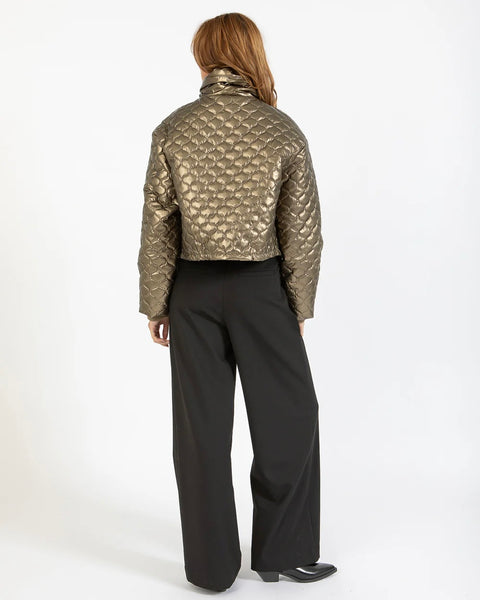 362925 Coster jacket court matelassé or métallique