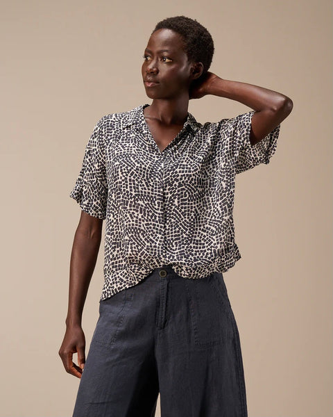393716 blouse manches courtes de chiffon imprimé
