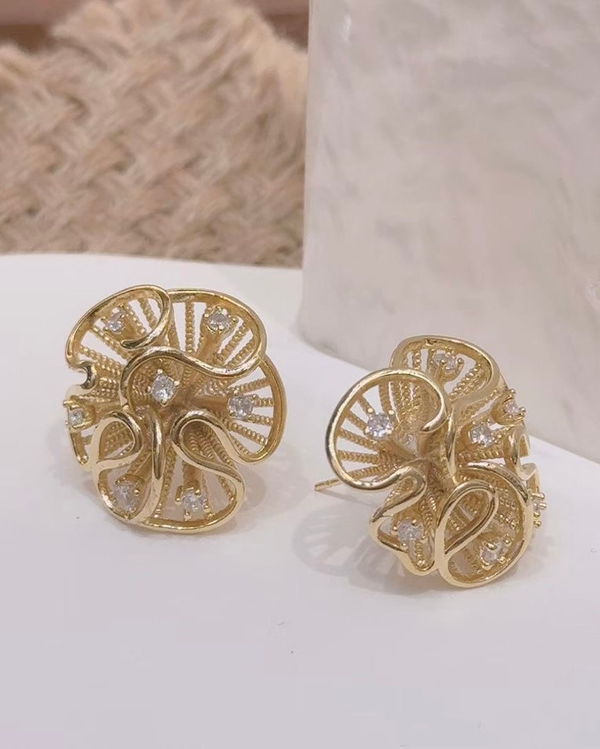 336825 ACTUEL Boucle d’oreilles inox plaqué or et critaux