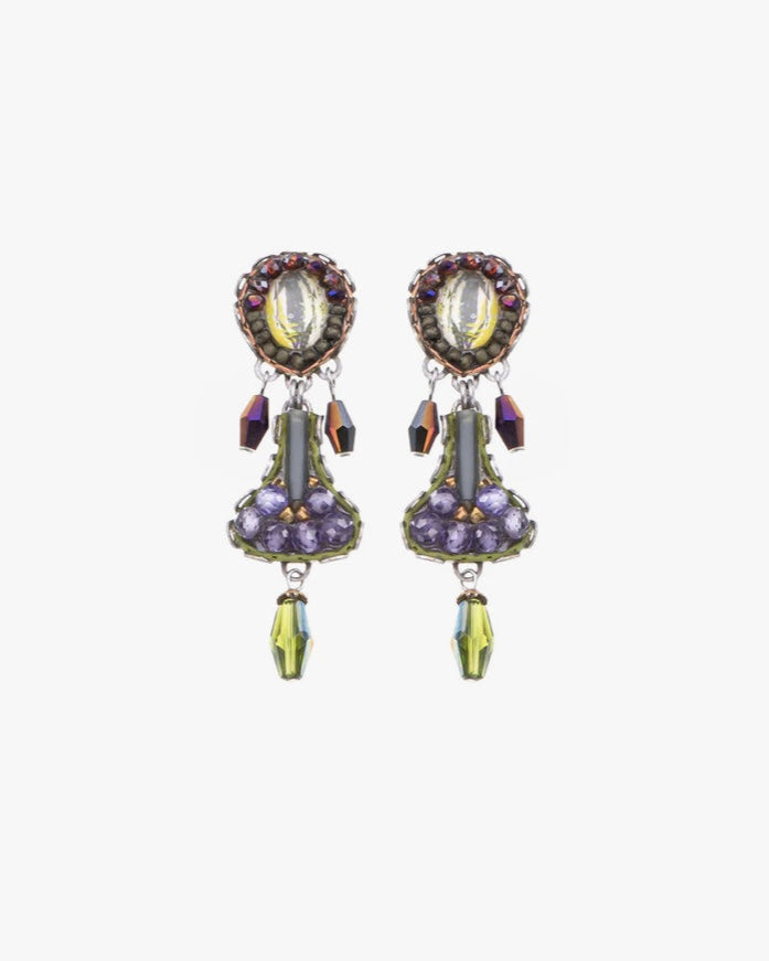 378925 AYALABAR  Boucles d'oreilles mauve et vert
