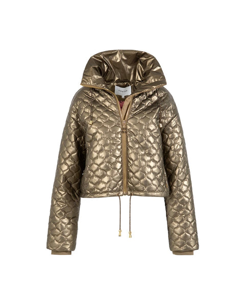 362925 Coster jacket court matelassé or métallique