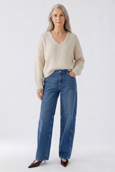 409926 Oui chandail beige en laine et mohair