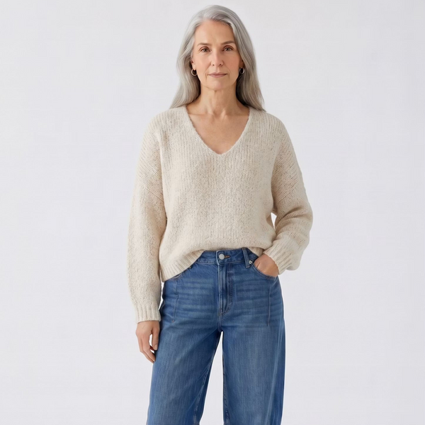 409926 Oui chandail beige en laine et mohair