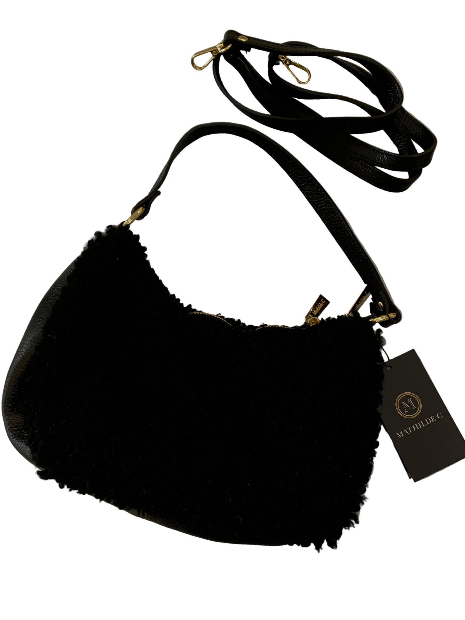 213824 Mathilde C sac à main Teddy frisé cuir véritable