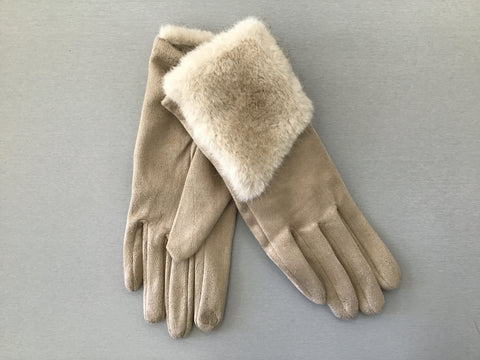 373725 Italie gant effet suède poignet fourrure crème