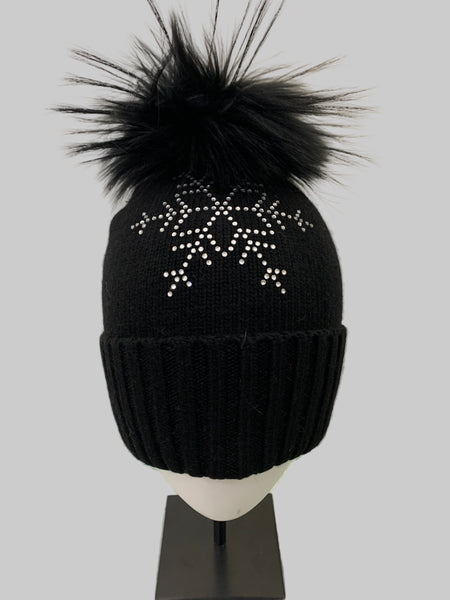 380025 PRENELOVE Teresa Toque tuque à pompon et flocon en paillettes