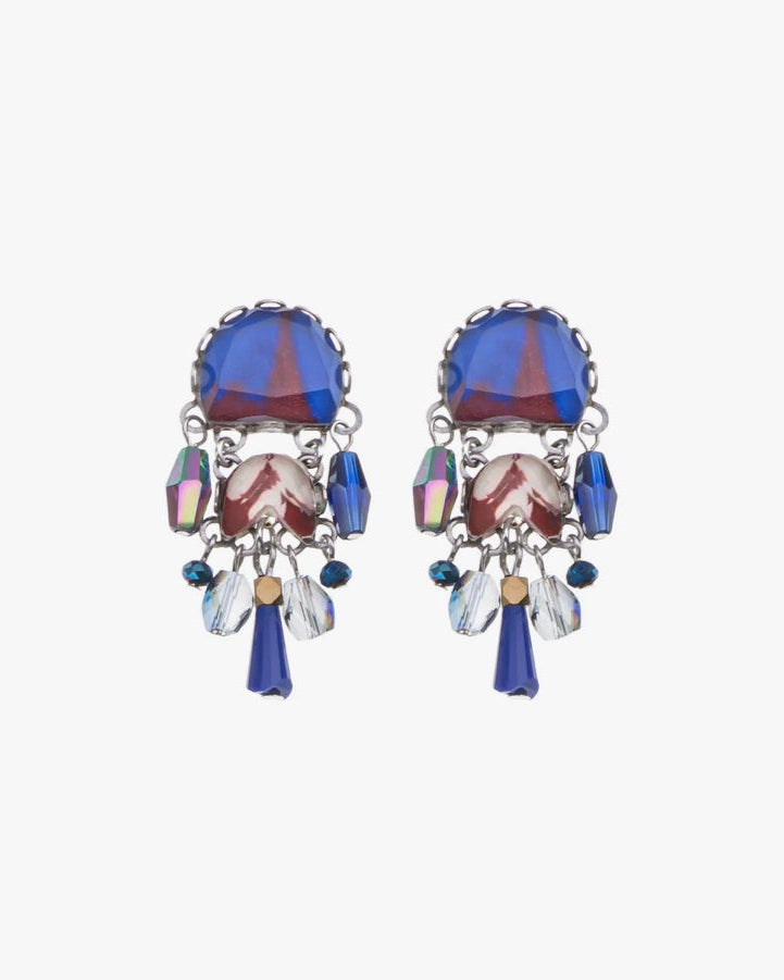 378625 AYALA BAR  Boucles d'oreilles bleu royal et rouge vin
