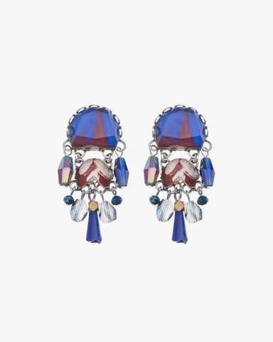 378625 AYALA BAR  Boucles d'oreilles bleu royal et rouge vin