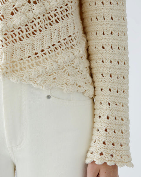 273815 Oui chandail crochet crème Gardenia
