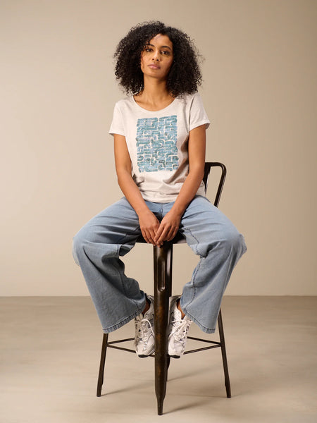 374616 T-shirt gris imprimé coton bio