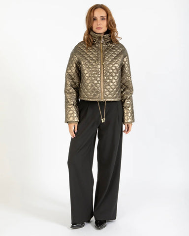 362925 Coster jacket court matelassé or métallique