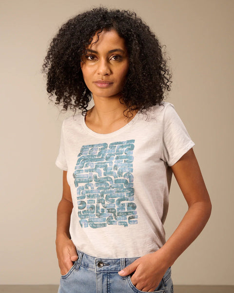 374616 T-shirt gris imprimé coton bio