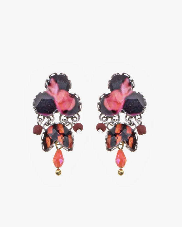 378225 AYALA BAR  Boucles d'oreilles corail et noir