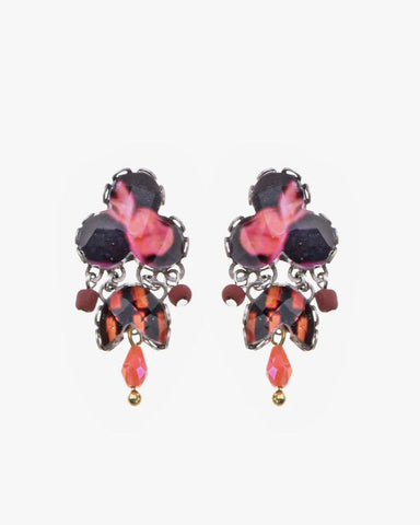 378225 AYALA BAR  Boucles d'oreilles corail et noir